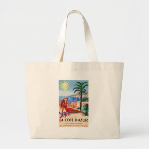 Grand Tote Bag Vintage Côte d'Azur Beach Girl