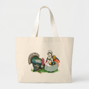 Grand Tote Bag Vintage Prêt Pour Thanksgiving