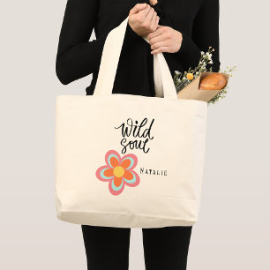 Grand Tote Bag Vintage Retro Flower 1970 Simple Cool chic