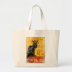 Grand Tote Bag Vintage Tournee du Conversation Noir Chat noir Hal