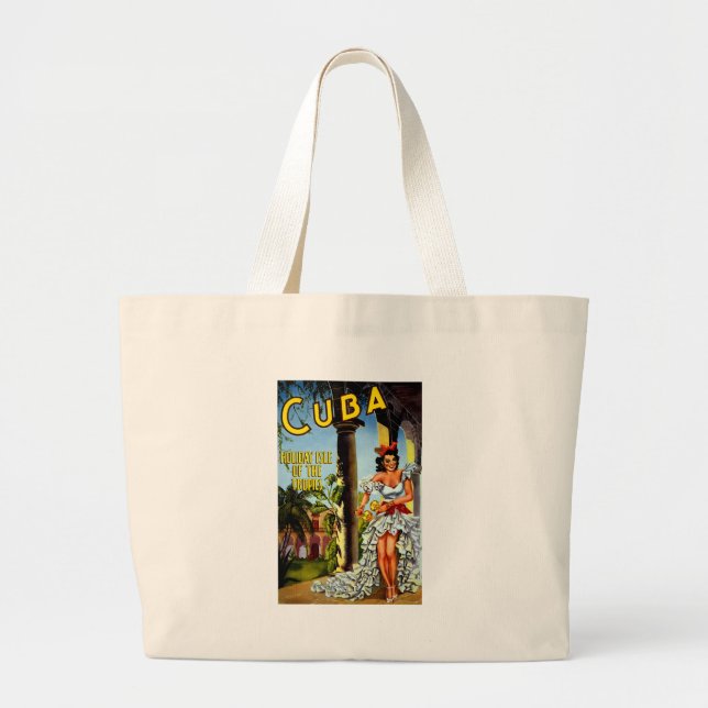 Grand Tote Bag Vintage voyage de danseuse cubaine (Devant)