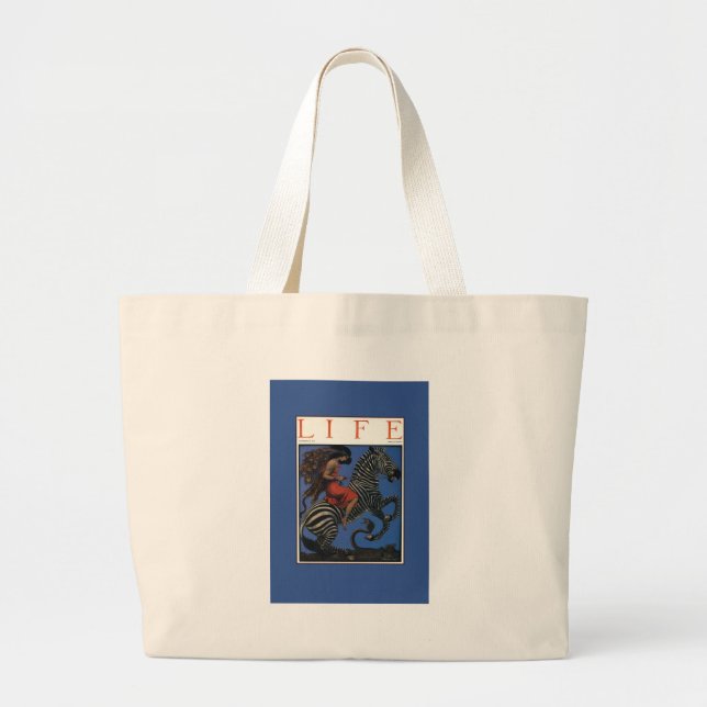 Grand Tote Bag Vintage Zebra Art Nouveau Femme (Devant)
