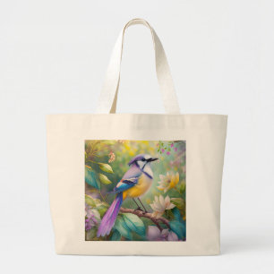 Grand Tote Bag Violet Tufted Jay Imaginaire Bird