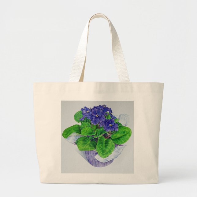 Grand Tote Bag Violette africaine (Devant)