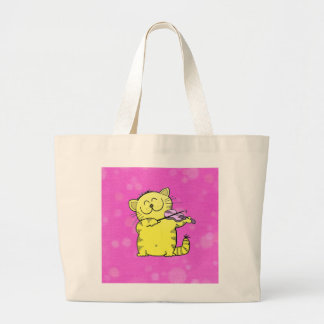 Grand Tote Bag Violoniste mignon de chaton