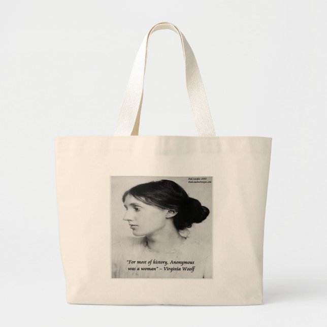 Grand Tote Bag Virginia Woolf Anonymous Était Une Citation De Fem (Devant)