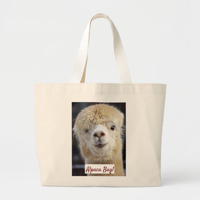 Grand Tote Bag Visage d'alpaca mignon (Devant)