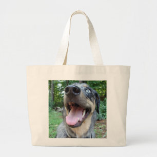Grand Tote Bag Visage de chien de léopard de Catahoula