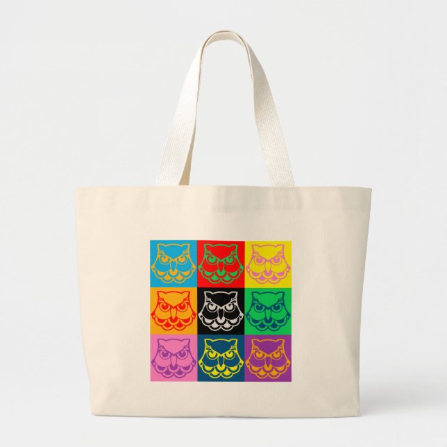 Grand Tote Bag Visage de hibou d'art de bruit (Devant)