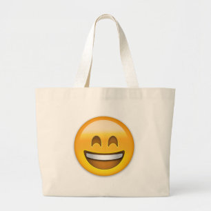 Grand Tote Bag Visage de sourire avec la bouche ouverte et yeux