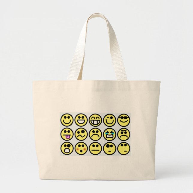 Grand Tote Bag visage heureux émoticône (Devant)