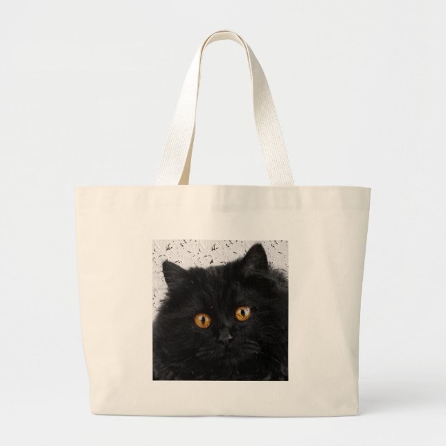 Grand Tote Bag Visage Persan Noir (Devant)
