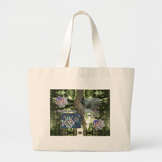 Grand Tote Bag Visitez la Forêt. C'Est Pour Le Repos. (Devant)