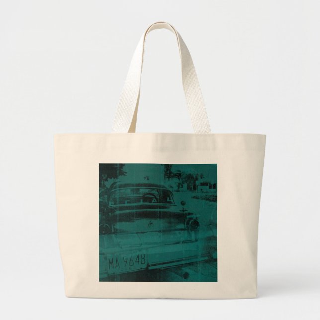 Grand Tote Bag Voiture verte abstraite (Devant)