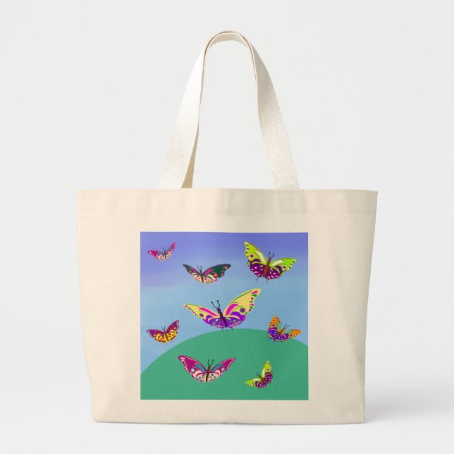 Grand Tote Bag Vol de papillons multicolores (Devant)