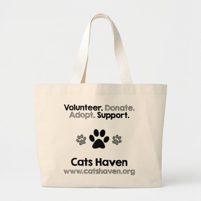 Grand Tote Bag Volunteer.Adopt.Donate.Support Fourre-tout (Devant)