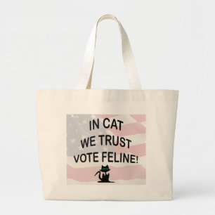 Grand Tote Bag Vote Chat avec drapeau américain