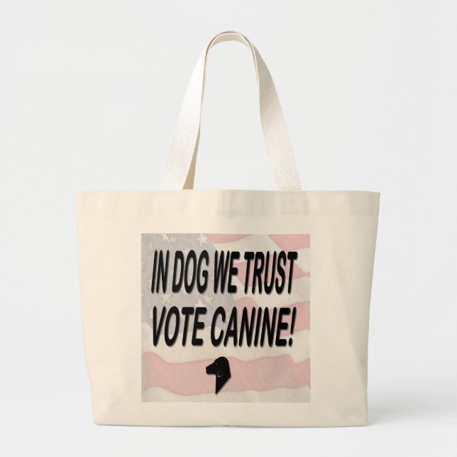 Grand Tote Bag Vote Dog avec drapeau américain (Devant)