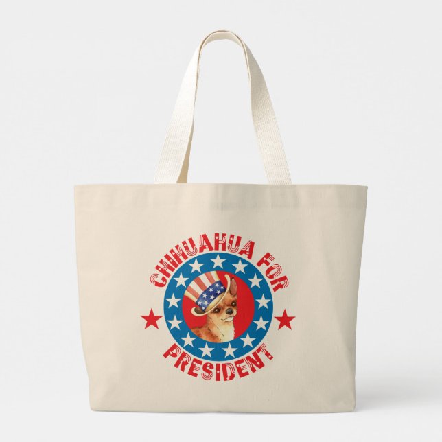 Grand Tote Bag Vote pour Chihuahua (Dos)