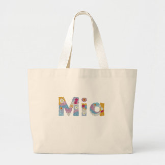 Grand Tote Bag Votre nom en lettres florales artistiques / Mia