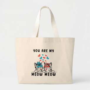 Grand Tote Bag Vous êtes mon couple de chat Meow Meow pour la Sai