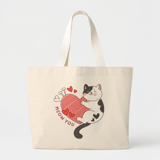 Grand Tote Bag Vous êtes un joli chat à la Saint-Valentin (Devant)
