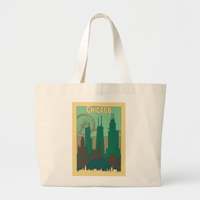 Grand Tote Bag Voyage à Chicago (Devant)
