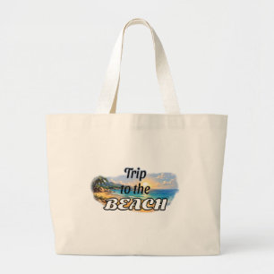 Grand Tote Bag Voyage à la Plage Évasion au Coucher de Soleil Tro