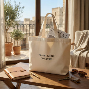 Grand Tote Bag Voyager Léger Vivre Profondément Typographie Minim