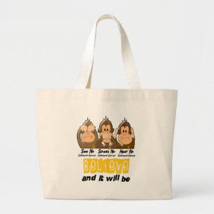 Grand Tote Bag Voyez que parler n'entendez aucun Cancer 3