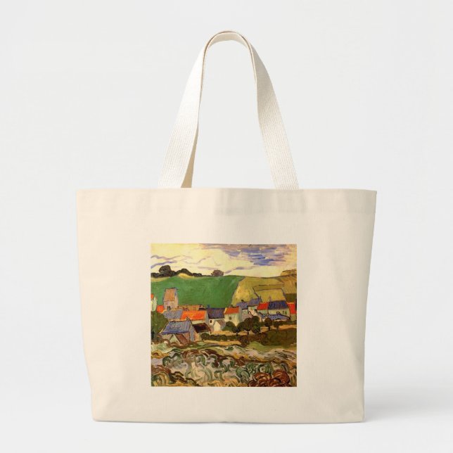 Grand Tote Bag Vue d'Auvers par Van Gogh (Devant)