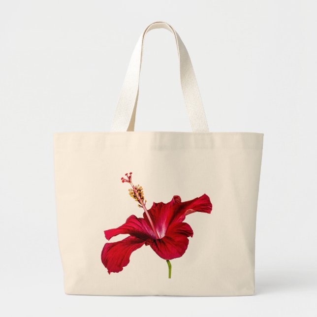 Grand Tote Bag Vue latérale de l'Hibiscus rouge (Devant)