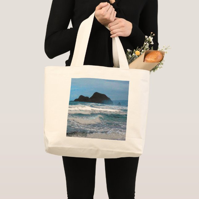 Grand Tote Bag Vue sur la côte hawaïenne (Devant (produit))