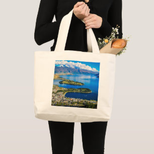 Grand Tote Bag Vue sur Queenstown de Bob's Peak, Nouvelle-Zélande