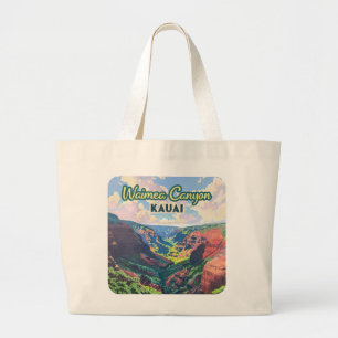 Grand Tote Bag Waimea Canyon Kauai Hawaii Paysage Rétro