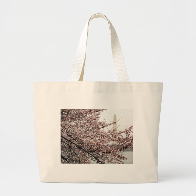 Grand Tote Bag Washington DC de fleurs de cerisier (Devant)