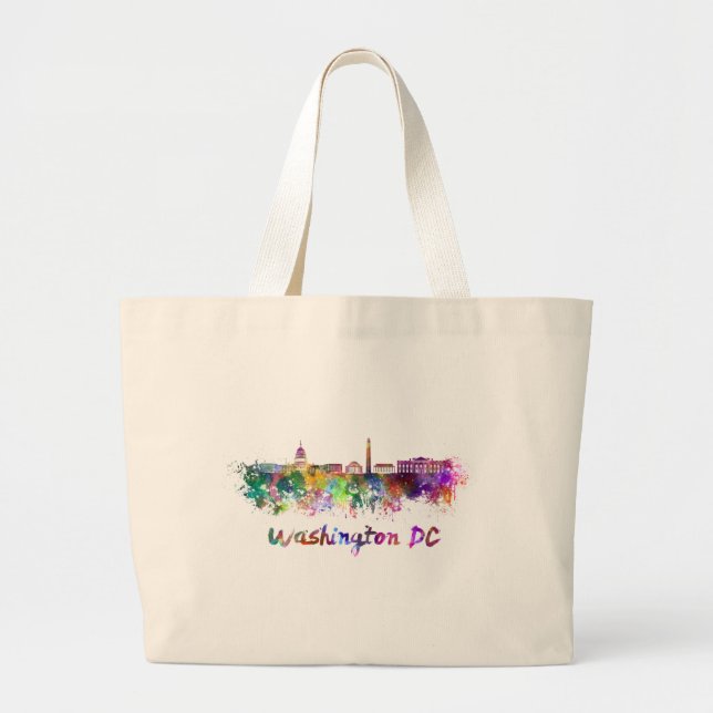 Grand Tote Bag Washington DC skyline in watercolor (Devant)