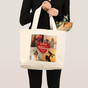 Grand Tote Bag We Love You Maman Custom Mothers Day 3 Photo Colla