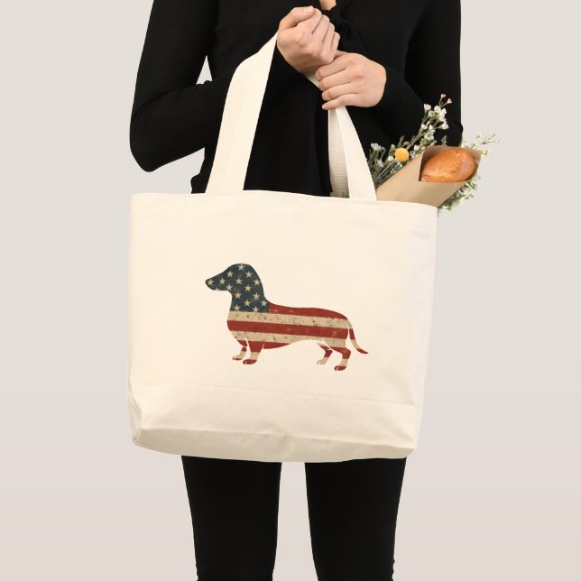 Grand Tote Bag Weenie Le Peuple Dachshund 4 juillet (Devant (produit))