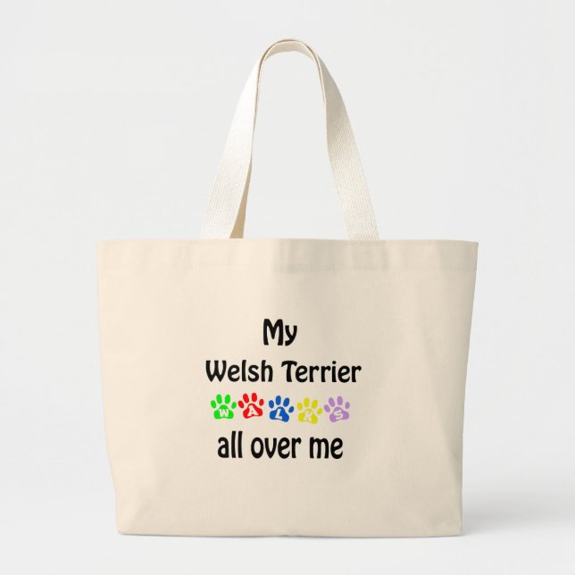 Grand Tote Bag Welsh Terrier Walks Design (Devant)