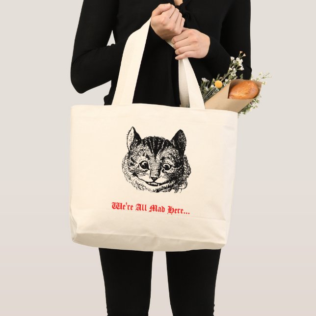 Grand Tote Bag We're All Mad Here - Cheshire Cat Wonderland  (Devant (produit))