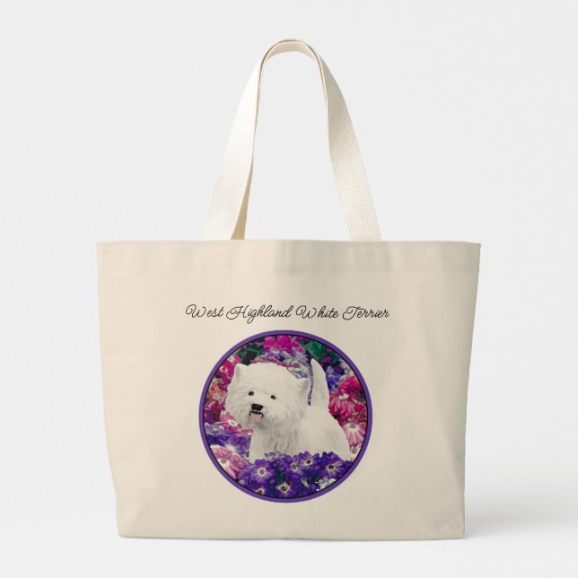 Grand Tote Bag West Highland White Terrier Peinture Westie Chien (Dos)