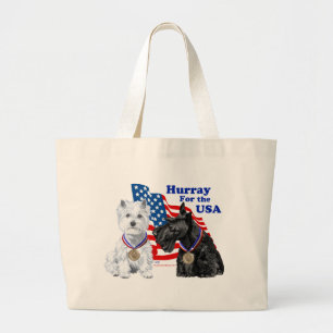 Grand Tote Bag Westie & Scottie Hooray pour USA
