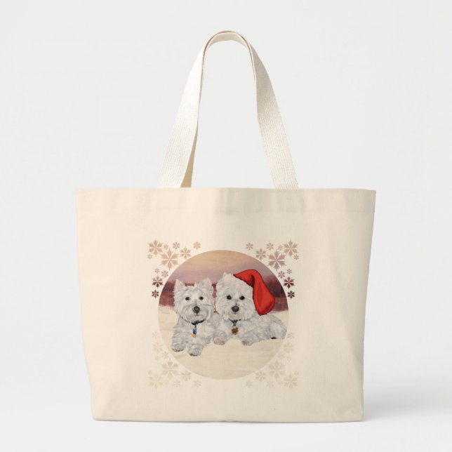 Grand Tote Bag Westies en hiver (Devant)