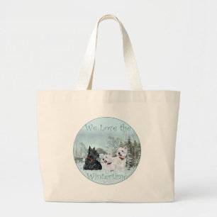 Grand Tote Bag Westies & Scottie en hiver