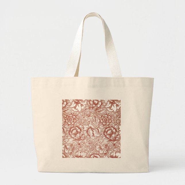 Grand Tote Bag William Morris Fleur de pavot rose Floral (Devant)