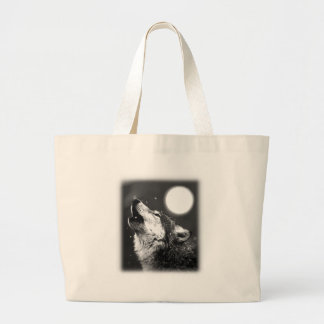 Grand Tote Bag Wolf Howling à Moon