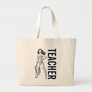 Grand Tote Bag Wonder Woman Pose noir & blanc