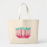 Grand Tote Bag World's Best Mom Pink Polka Dot Typography<br><div class="desc">Mom will just love this jumbo sized tote bag that says "World's Best Mom" in pink with white polka dots. The typography is done in two different hand-drawn styles--modern calligraphy and one point perspective. The word 'MOM" has white polka dots on the face of it.. Great Mother's Day gift. It...</div>