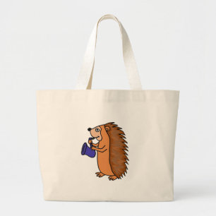 Grand Tote Bag XX hérisson jouant la bande dessinée de saxophon